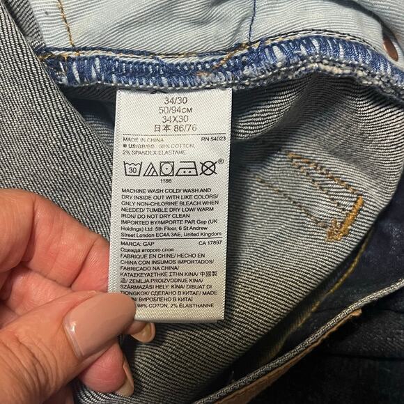 Gap Dark Wash Men's Denim Athletic Cut Straight Leg Jeans Size 34×30 - Picture 7 of 8